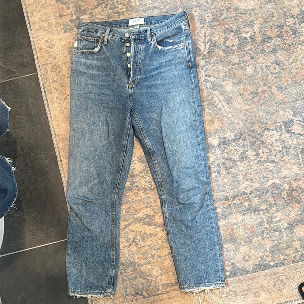 Agolde Blue Straight Leg Jeans Classic Denim